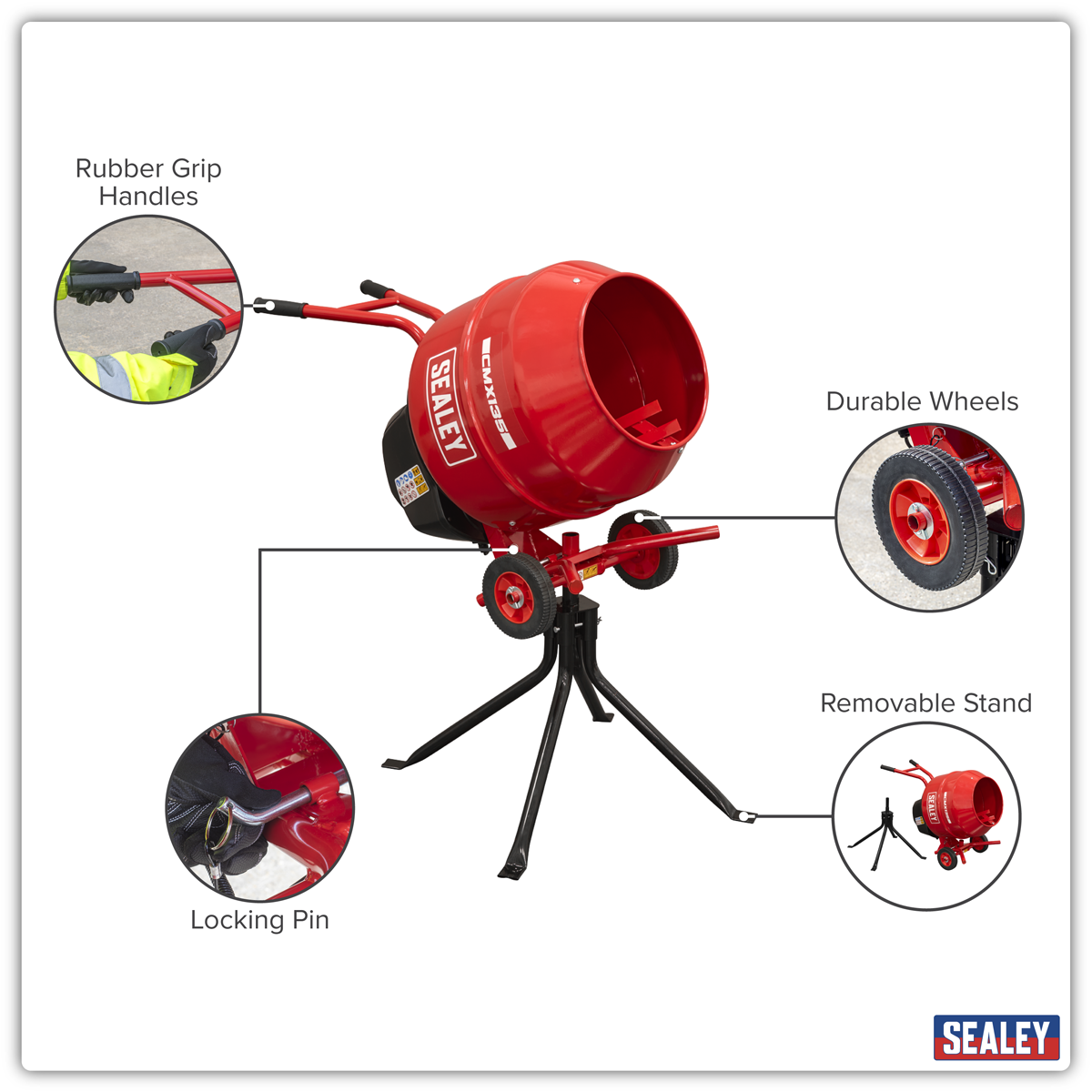 Sealey CMX135 135L Cement Mixer with Stand 550W - additional view 8