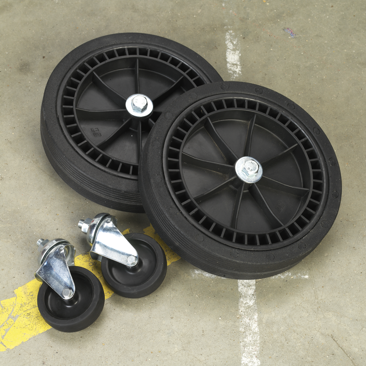 Sealey COMPKIT5 Wheel Kit for Fixed Compressors - 2 Castors & 2 Fixed - additional view 2