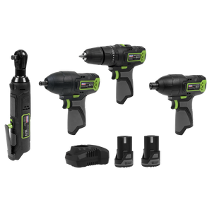 Sealey CP108VCOMBO2EU 4 x SV10.8 Series Cordless Power Tool Kit 10.8V - 2 Batteries & Euro Plug - additional view 2