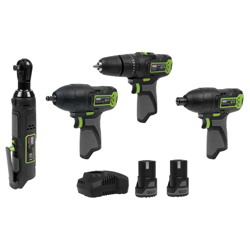 Sealey CP108VCOMBO2EU 4 x SV10.8 Series Cordless Power Tool Kit 10.8V - 2 Batteries & Euro Plug - additional view 2