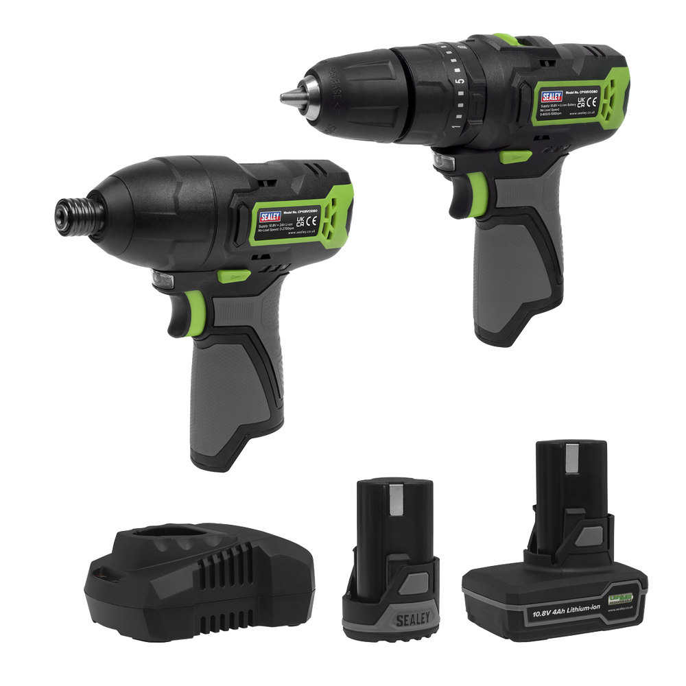 Sealey CP108VCOMBO3EU 2 x SV10.8 Series Power Tool Kit 10.8V - 2 Batteries & Euro Plug - additional view 9