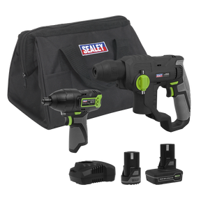 Sealey CP108VCOMBO4 2 x SV10.8 Series Cordless Power Tool Kit 10.8V - 2 Batteries