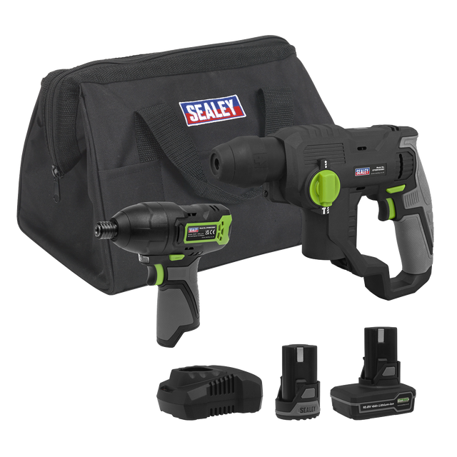 Sealey CP108VCOMBO4 2 x SV10.8 Series Cordless Power Tool Kit 10.8V - 2 Batteries