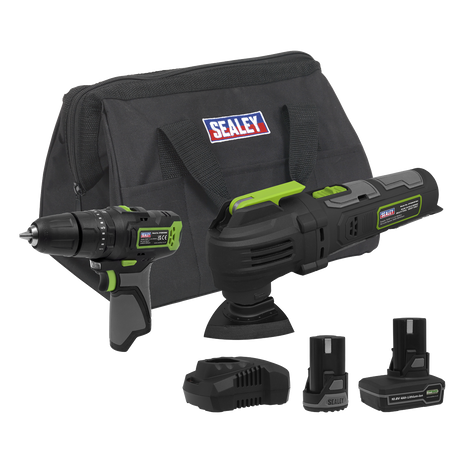 Sealey CP108VCOMBO5EU 2 x SV10.8 Series Cordless Power Tool Kit 10.8V - 2 Batteries & Euro Plug