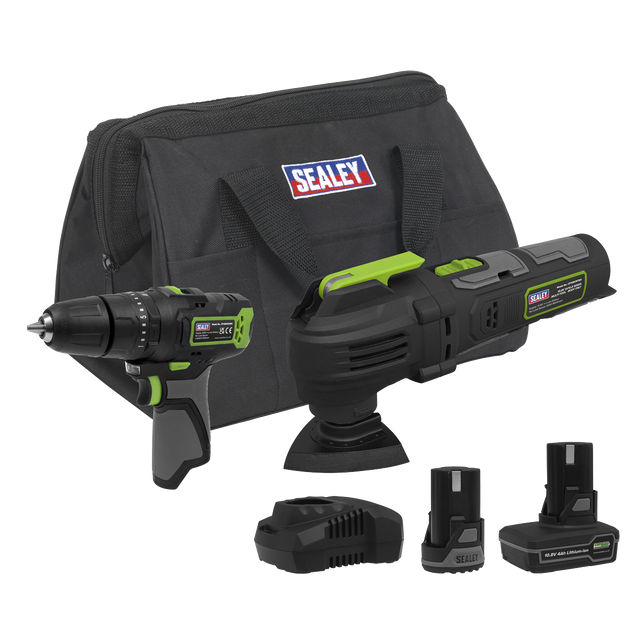 Sealey CP108VCOMBO5EU 2 x SV10.8 Series Cordless Power Tool Kit 10.8V - 2 Batteries & Euro Plug