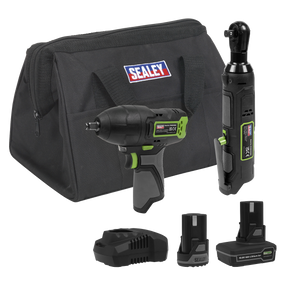 Sealey CP108VCOMBO6EU 2 x SV10.8 Series Cordless Power Tool Kit 10.8V - 2 Batteries & Euro Plug