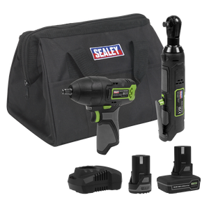 Sealey CP108VCOMBO6EU 2 x SV10.8 Series Cordless Power Tool Kit 10.8V - 2 Batteries & Euro Plug