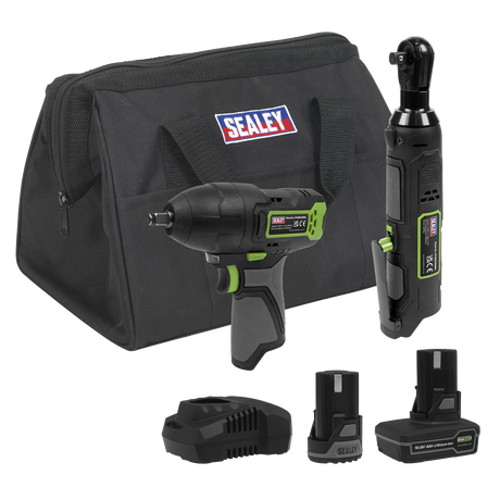 Sealey CP108VCOMBO6EU 2 x SV10.8 Series Cordless Power Tool Kit 10.8V - 2 Batteries & Euro Plug
