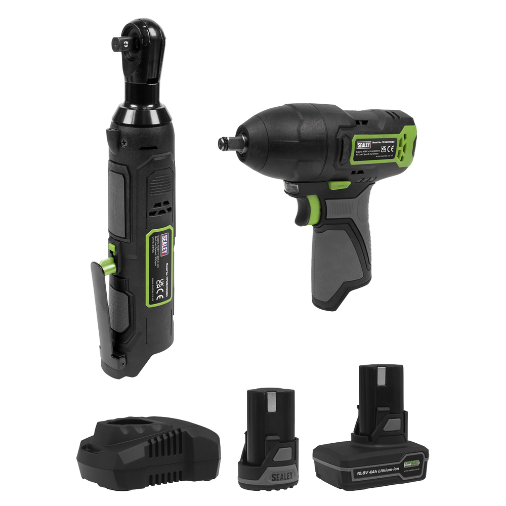 Sealey CP108VCOMBO6EU 2 x SV10.8 Series Cordless Power Tool Kit 10.8V - 2 Batteries & Euro Plug - additional view 5