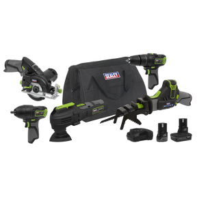 Sealey CP108VCOMBO8 5 x SV10.8 Series Cordless Power Tool Kit 10.8V - 2 Batteries