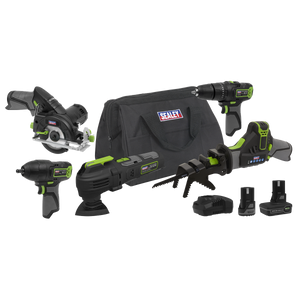 Sealey CP108VCOMBO8 5 x SV10.8 Series Cordless Power Tool Kit 10.8V - 2 Batteries