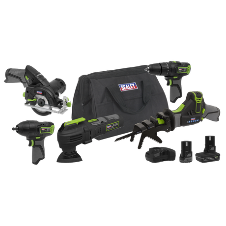 Sealey CP108VCOMBO8 5 x SV10.8 Series Cordless Power Tool Kit 10.8V - 2 Batteries