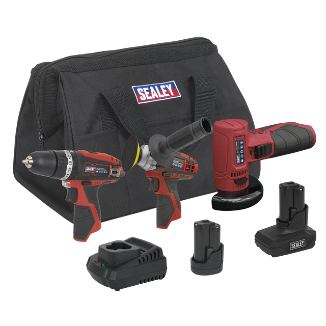 Sealey CP1200COMBO7 3 x SV12 Series Cordless Power Tool Kit 12V - 2 Batteries