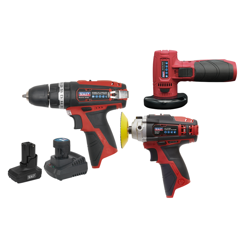 Sealey CP1200COMBO7 3 x SV12 Series Cordless Power Tool Kit 12V - 2 Batteries - additional view 9