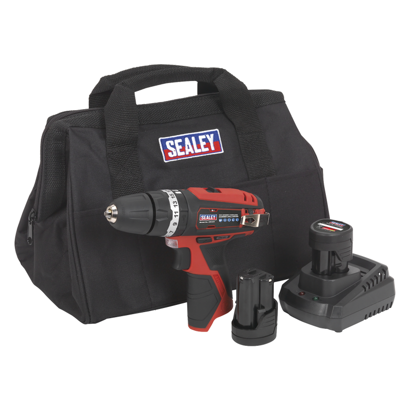 Sealey CP1201KIT SV12 Series 10mm Cordless Combi Drill Kit 12V 2Ah - 2 Batteries - additional view 3