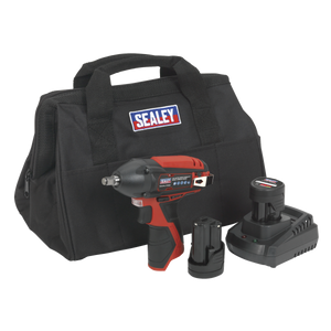 Sealey CP1204KIT SV12 Series 3/8"Sq Drive Cordless Impact Wrench Kit 12V 2Ah - 2 Batteries