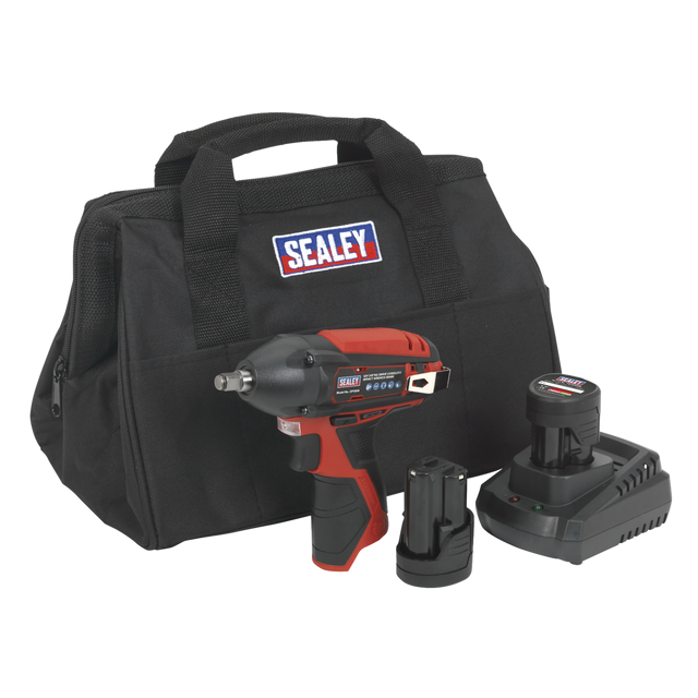 Sealey CP1204KIT SV12 Series 3/8"Sq Drive Cordless Impact Wrench Kit 12V 2Ah - 2 Batteries
