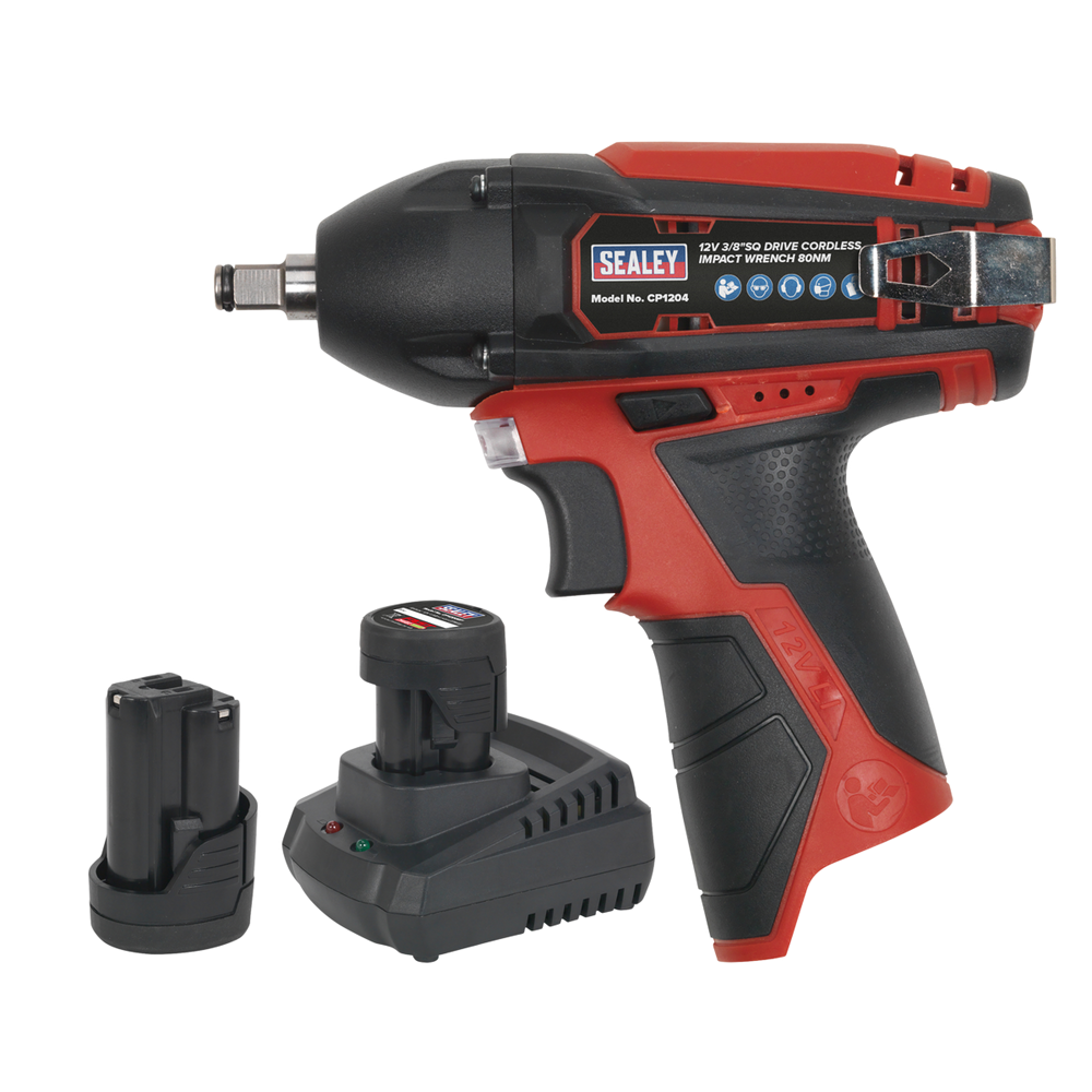 Sealey CP1204KIT SV12 Series 3/8"Sq Drive Cordless Impact Wrench Kit 12V 2Ah - 2 Batteries - additional view 2