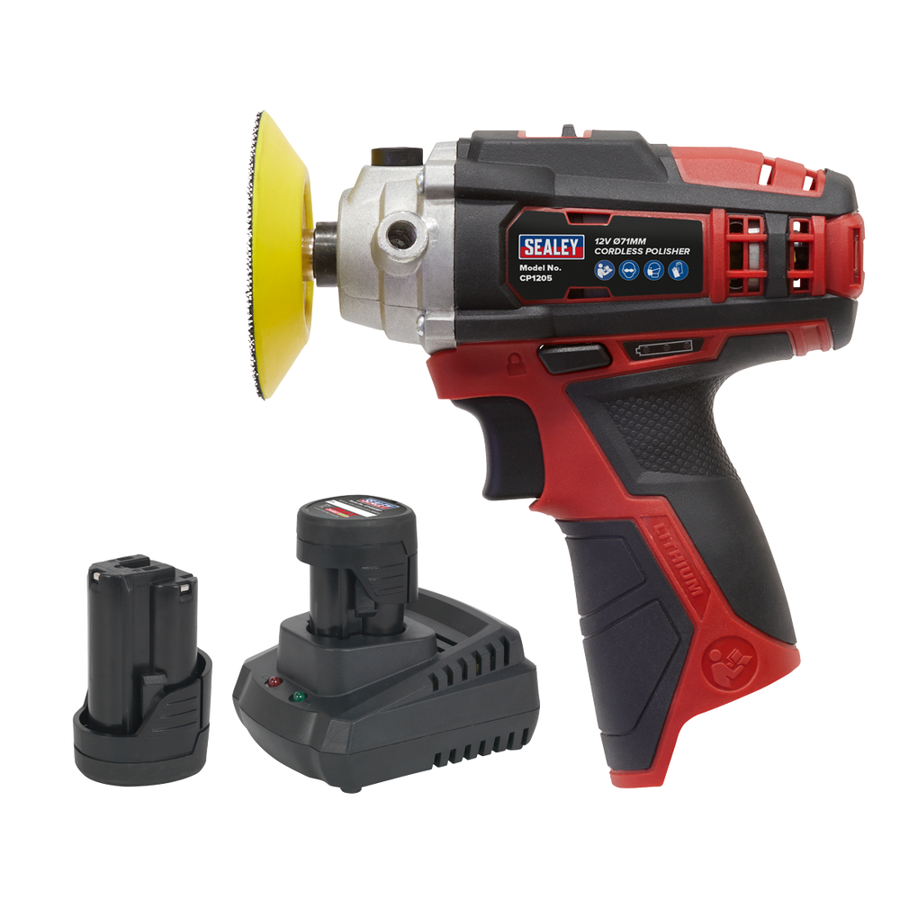 Sealey CP1205KIT SV12 Series 71mm Cordless Polisher Kit 12V 2Ah - 2 Batteries - additional view 6