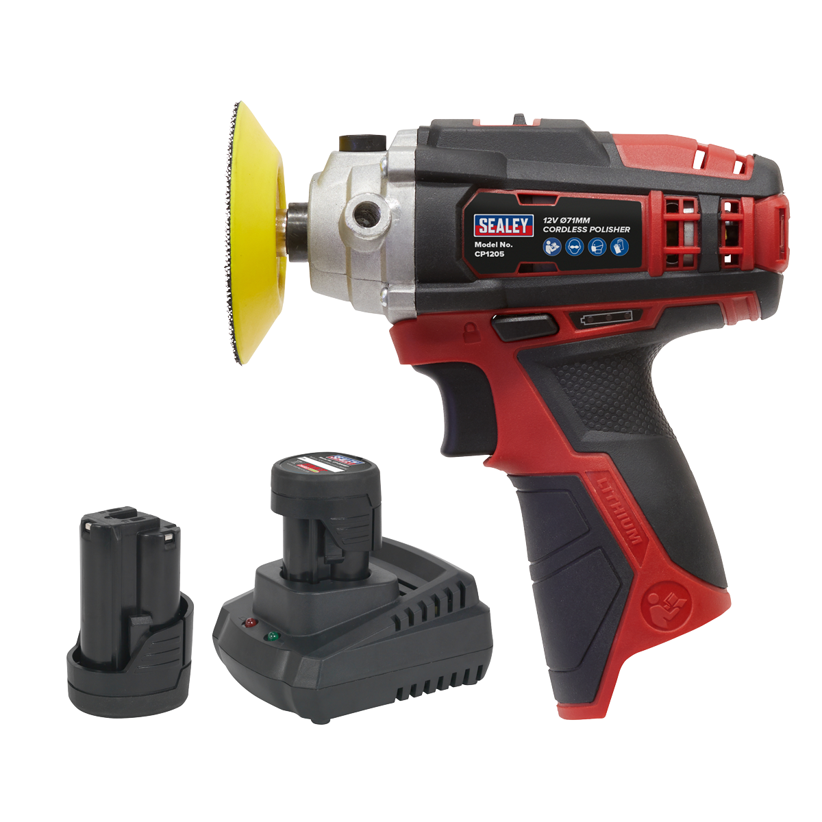Sealey CP1205KIT SV12 Series 71mm Cordless Polisher Kit 12V 2Ah - 2 Batteries - additional view 6