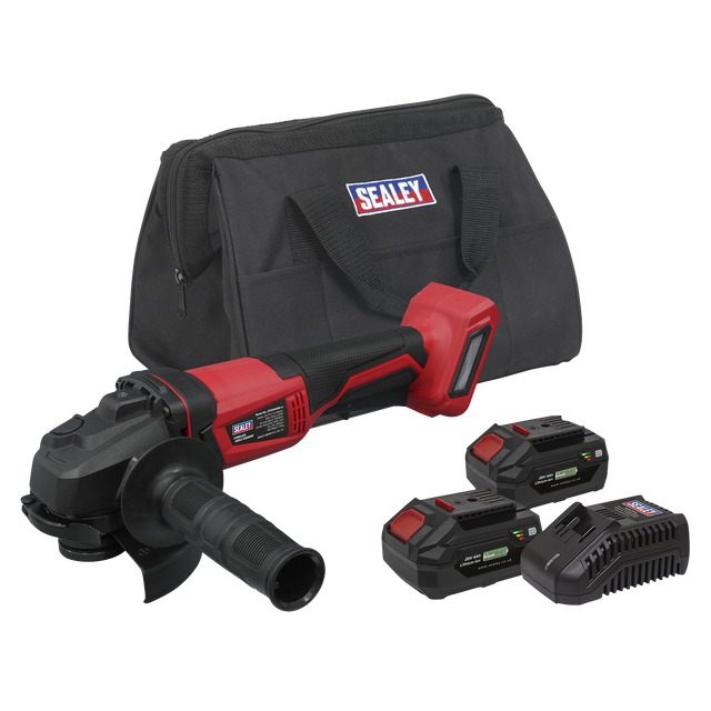 Sealey CP20VAGBKIT SV20 Series 115mm Cordless Angle Grinder Kit 20V 4Ah - 2 Batteries