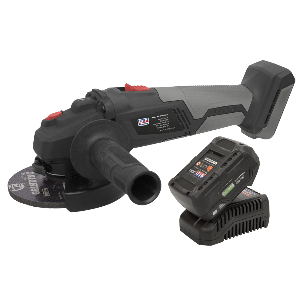 Sealey CP20VAGXKIT1 Premier SV20 Series 115mm Brushless Cordless Angle Grinder Kit 20V 4Ah - additional view 3