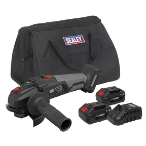 Sealey CP20VAGXKIT Premier SV20 Series 115mm Brushless Cordless Angle Grinder Kit 20V 4Ah - 2 Batteries