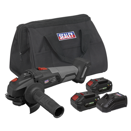 Sealey CP20VAGXKIT Premier SV20 Series 115mm Brushless Cordless Angle Grinder Kit 20V 4Ah - 2 Batteries