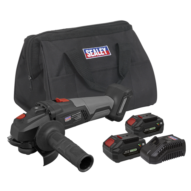 Sealey CP20VAGXKIT Premier SV20 Series 115mm Brushless Cordless Angle Grinder Kit 20V 4Ah - 2 Batteries