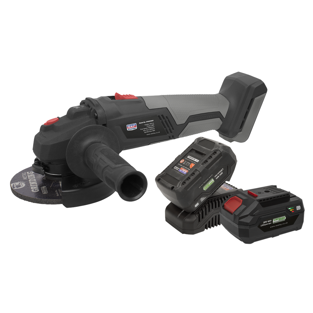 Sealey CP20VAGXKIT Premier SV20 Series 115mm Brushless Cordless Angle Grinder Kit 20V 4Ah - 2 Batteries - additional view 3