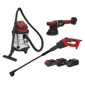 Sealey CP20VCOMBO10 3 x SV20 Series Cordless Power Tool Car Valeting Kit 20V - 2 Batteries