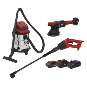 Sealey CP20VCOMBO10 3 x SV20 Series Cordless Power Tool Car Valeting Kit 20V - 2 Batteries