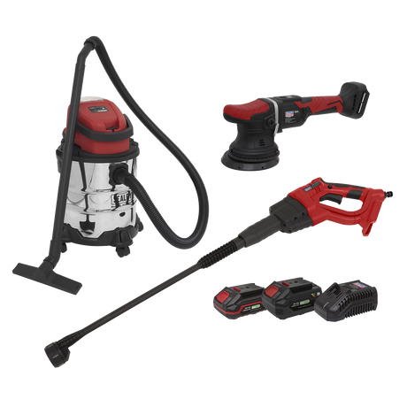Sealey CP20VCOMBO10 3 x SV20 Series Cordless Power Tool Car Valeting Kit 20V - 2 Batteries