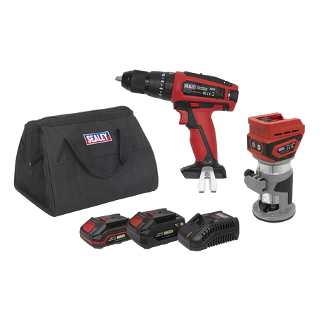 Sealey CP20VCOMBO12 2 x SV20 Series Cordless Power Tool Kit 20V - 2 Batteries