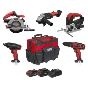 Sealey CP20VCOMBO13 5 x SV20 Series Cordless Power Tool Kit 20V - 2 Batteries