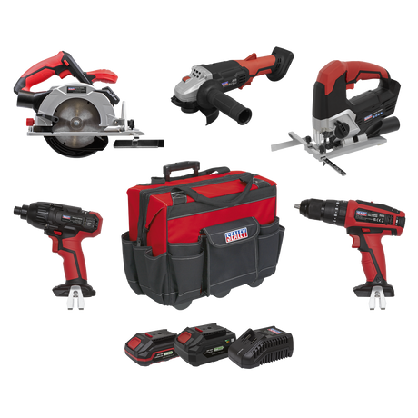 Sealey CP20VCOMBO13 5 x SV20 Series Cordless Power Tool Kit 20V - 2 Batteries