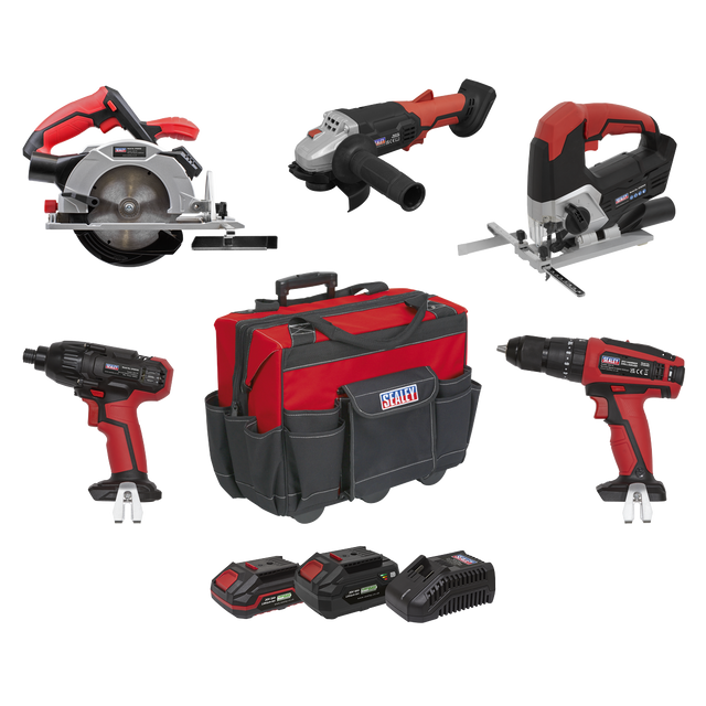 Sealey CP20VCOMBO13 5 x SV20 Series Cordless Power Tool Kit 20V - 2 Batteries
