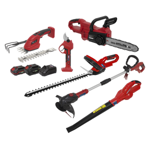Sealey CP20VCOMBO15 6 x SV20 Series Cordless Garden Power Tool Kit 20V - 2 Batteries