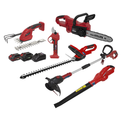 Sealey CP20VCOMBO15 6 x SV20 Series Cordless Garden Power Tool Kit 20V - 2 Batteries