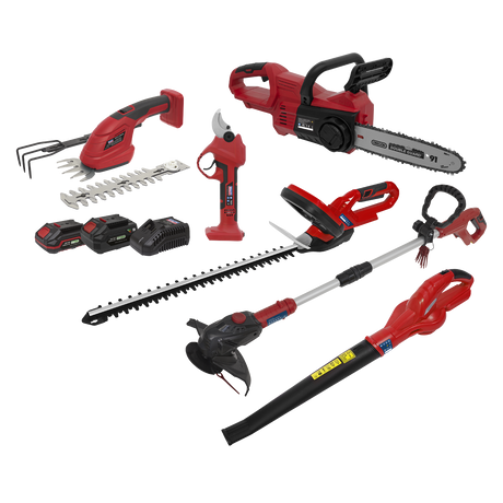 Sealey CP20VCOMBO15 6 x SV20 Series Cordless Garden Power Tool Kit 20V - 2 Batteries