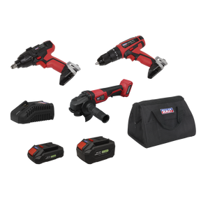 Sealey CP20VCOMBO1EU 3 x SV20 Series Cordless Power Tool Kit 20V Euro Plug - 2 Batteries
