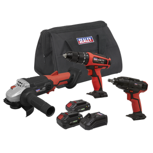 Sealey CP20VCOMBO1 3 x SV20 Series Cordless Tool Combo Kit 20V - 2 Batteries