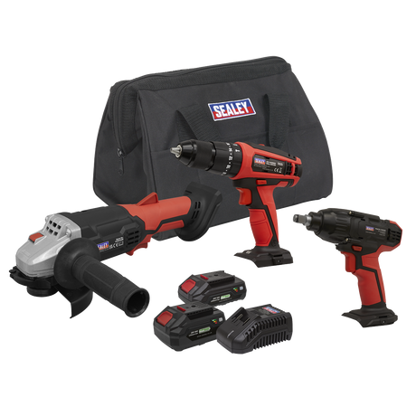 Sealey CP20VCOMBO1 3 x SV20 Series Cordless Tool Combo Kit 20V - 2 Batteries