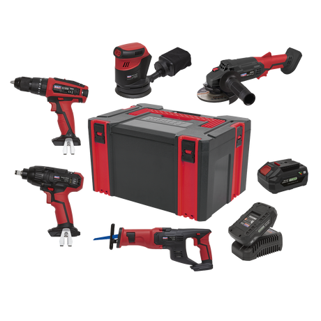 Sealey CP20VCOMBO2 5 x SV20 Series Cordless Power Tool Kit 20V - 2 Batteries