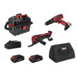 Sealey CP20VCOMBO5EU 3 x SV20 Series Cordless Power Tool Vac Kit 20V Euro Plug - 2 Batteries