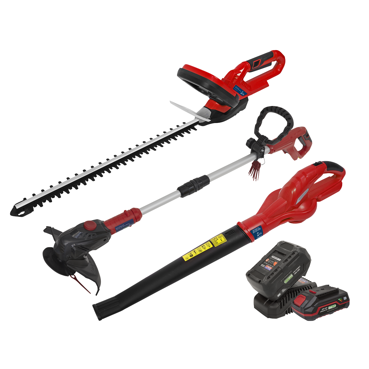 Sealey CP20VCOMBO6 3 x SV20 Series Cordless Garden Power Tool Kit 20V - 2 Batteries