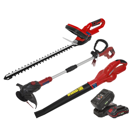 Sealey CP20VCOMBO6 3 x SV20 Series Cordless Garden Power Tool Kit 20V - 2 Batteries