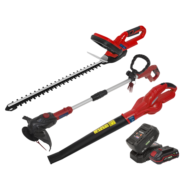 Sealey CP20VCOMBO6 3 x SV20 Series Cordless Garden Power Tool Kit 20V - 2 Batteries