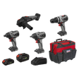 Sealey CP20VCOMBOX1 Premier 4 x SV20 Series Cordless Brushless Power Tool Kit 20V - 2 Batteries