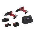Sealey CP20VDDCOMBOEU 2 x SV20 Series Cordless Power EU Tool Kit 20V Euro Plug - 2 Batteries
